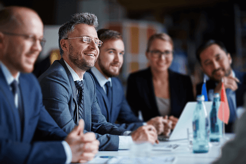 Executive board at a conference room meeting 