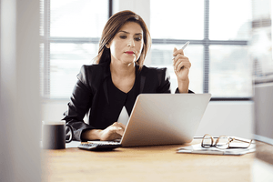 Businesswoman working on computer